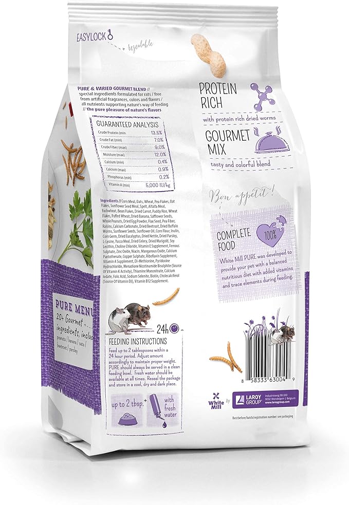 Witte Molen Pure Rat Seed Mixture Peanut & Banana Dry Rat Food - 5 Pack