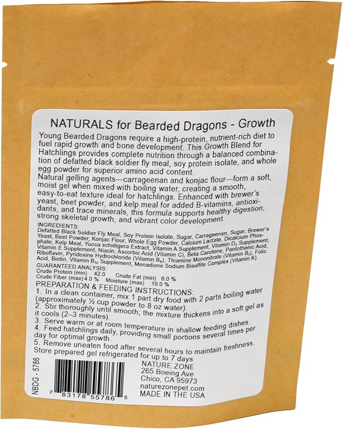 Nature Zone Naturals - Bearded Dragon Food - Growth Diet, 2 oz / 56 G