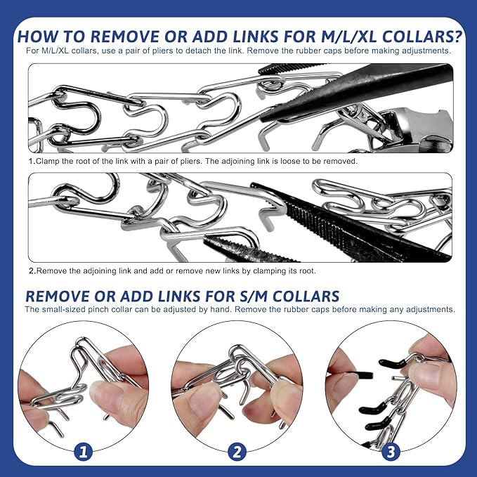Pinch Collar for Dogs, Prong Training Collar with Quick Release Buckle for Dog Pulling Behavior Correction, Adjustable Pinch Leashes (M/L / 18-23" Neck Size)