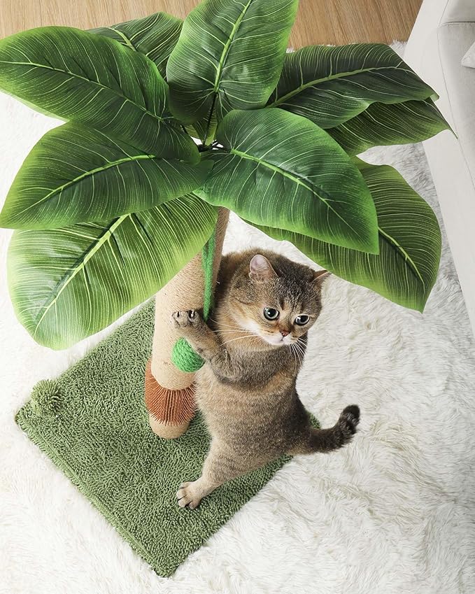 ANWA 35" Tall Simulated Cat Scratching Post with Self-Grooming Rubber Brush - Image 7