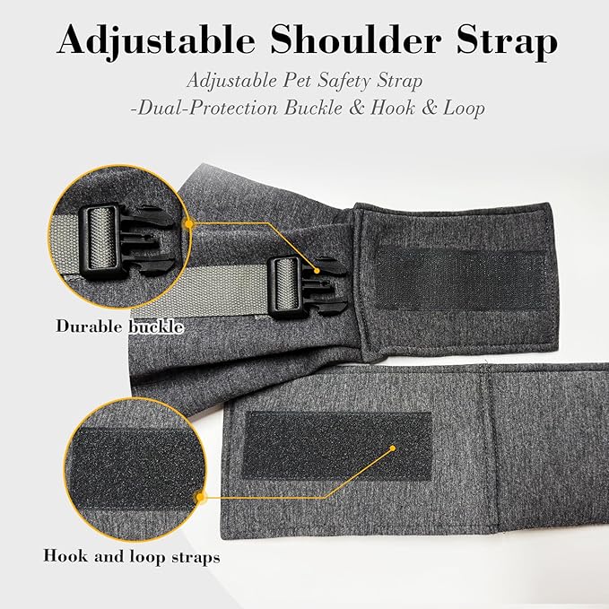 Dog Sling Carrier for Small Dogs up to 15 lbs - Hands Free Puppy Sling (Size M) - Ergonomic Padded Strap & Safety Hook Based on Owner's Bust, Dark Gray