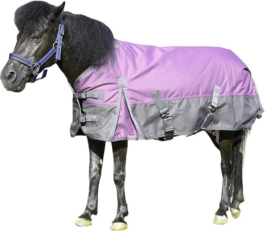 1200D Ripstop Mini Horse/Pony Blanket, Medium Weight 200g Fill - Waterproof Breathable Warm Winter Turnout Blanket for Foal/Weanling/Yearling/Donkey/Mule Violetgrey 51