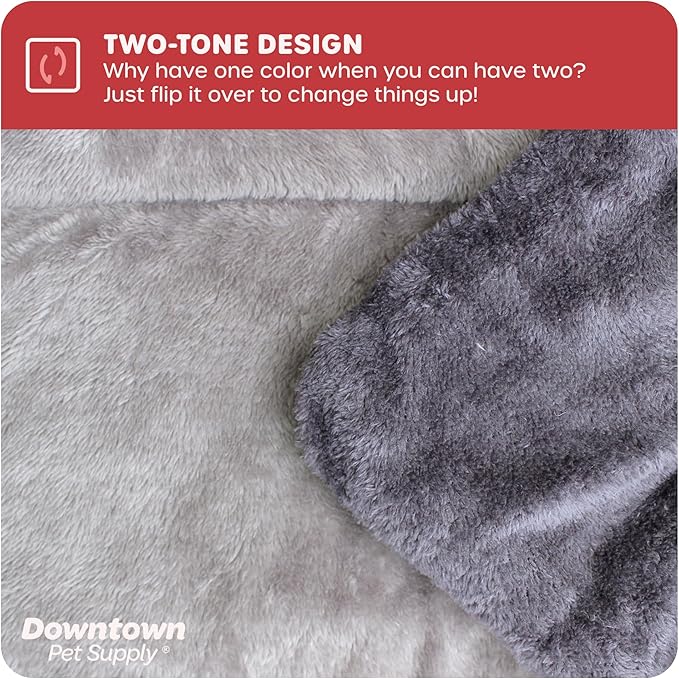 Downtown Pet Supply - Dog Crate Mat - Comfort Bed for Dogs or Cats - Soft Fleece Nap Mat - Easy Maintenance, Machine Washable - Charcoal/Silver - 42 in x 27 in - Extra Large