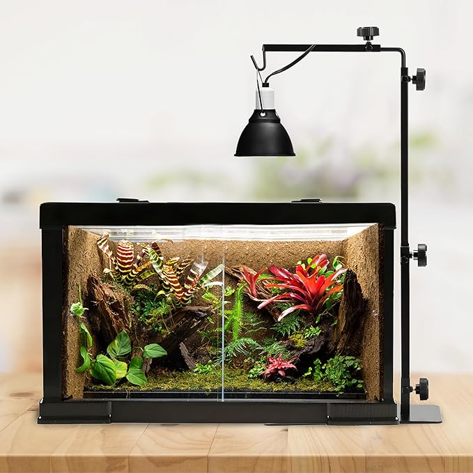 HealSmart Reptile Metal Lamp Stand Adjustable Floor Light Holder, Heating Light Landing Bracket, for Dome lampshade, Terrarium Tank, 15-36 Inch Height