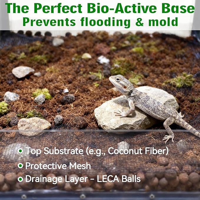 Halatool Reptile Substrate 4QT Leca Balls Terrarium Bedding Organic Hydroton Clay Pebbles Bioactive Drainage Layer for Terrariums & Vivariums Leopard Gecko Tortoise Frog Lizard Ball Python