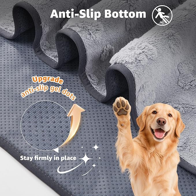 LOOBANI Reusable Pee Pads for Dogs Extra Large,36"x72" Non-Slip Washable Dog Mat 2 Pack, Super Absorbent Washable Puppy Pads, Leak-Proof Pee Rug for Hallway Runner, Floor, Bed, Gray
