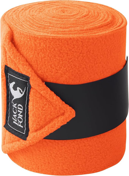 Fleece Horse Polo Leg Wraps Set of 4, 10' Horse Leg Bandages Stable Supplies Equestrian Boots Bright Orange