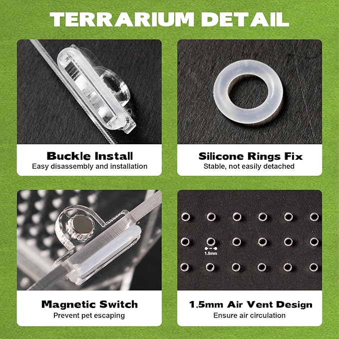 Rislobx Jumping Spider Enclosure, Acrylic Reptile Terrarium Enclosure Micro Habitat Tank Breeding Box for Tarantula Insect Small Reptiles (3.7" x 3.5" x 3.5")