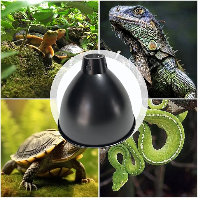 Terrarium Light Fixture - Reptile Heat Lamp Fixture with Deep Dome Design, UVB Bulb Reflector | Heat Bulbs Basking Lamp Holder, Optical Reflection Cover for Lizards, Turtles, and Amphibians