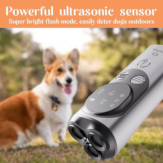 Dog Bark Deterrent Devices, 3X Ultrasonic Anti Barking Device for Dogs, Dog Training & Behavior aids Up to 50 FT Range, Safe & Effective Bark Deterrent, Training Tools with LED Flashlight & HD Display