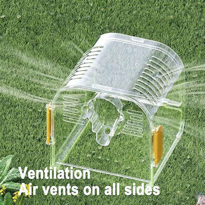 Portable Small Bird Travel Carrier Cage, Clear Acrylic Bird Cage with Shade Cover, Lightweight Bird Travel Carrier for Parrots Parakeets Cockatiels(C)