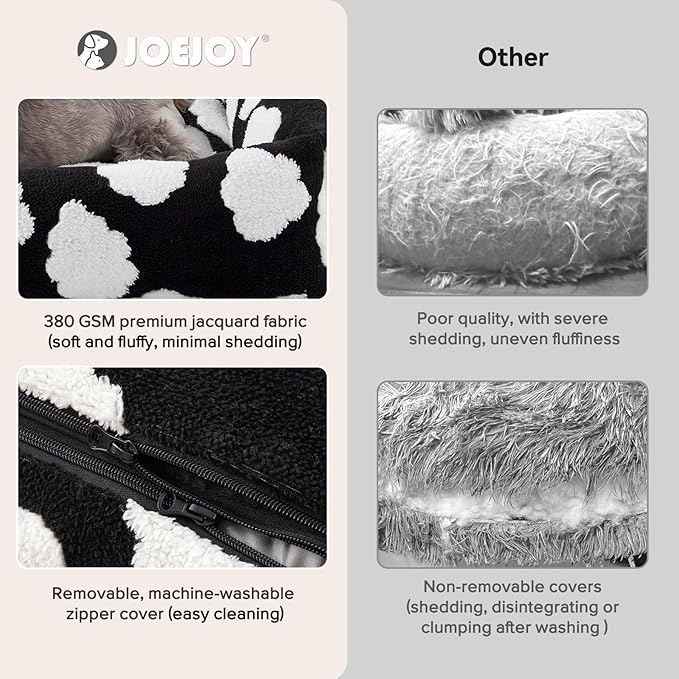 JOEJOY Large Dog Beds Large Sized Dog, Rectangle Washable Orthopedic Pet Bed with Removable Zipper Cover, Cute Soft Calming Puppy Pet Bed with Jacquard Shaggy Plush & Non Skid Bottom