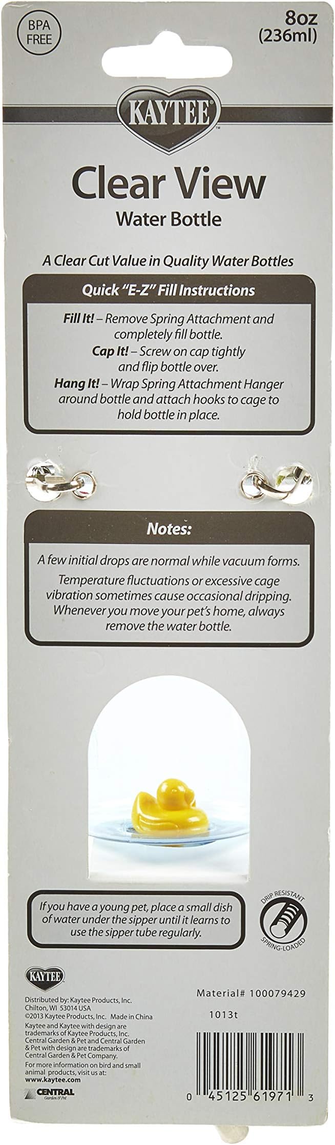 Kaytee 3 Pack of Small Animal Water Bottles, 8 Ounce Capacity Each, for Hamsters Gerbils and Pet Rats