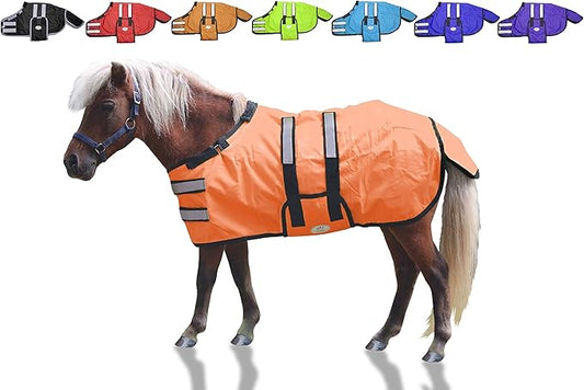 Derby Originals Mini Horse & Foal Winter Turnout Blanket - Reflective, No-Hardware Design, 600D Waterproof Outer, 150g Insulation, 170T Lining, Adjustable Fit, 1-Year Warranty