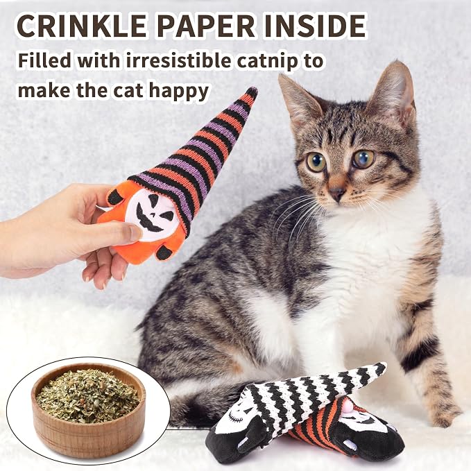 Retro Shaw Cat Toys for Indoor Cats Kittens, Crinkle Catnip Gnome, 3 Pack - Image 3
