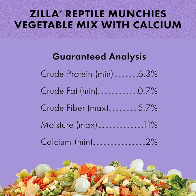 Zilla Reptile Food Munchies Vegetable Mix With Calcium, 4-Ounce