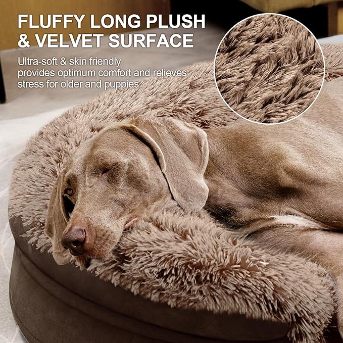 iweepet Orthopedic Dog Beds for Large Dogs, 41" x 32.6" x 7.7" Supportive Dog Sofa Bed with 28D Egg-Crate Foam, Removable Washable Cover, Waterproof Lining, for Puppy,Senior,Sick, Brown
