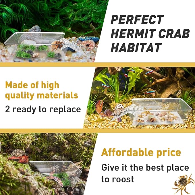 2 Packs Large Hermit Crab Pool - Ideal Hermit Crab Tank Combination - Pool with Cuttable Climbing Ramp