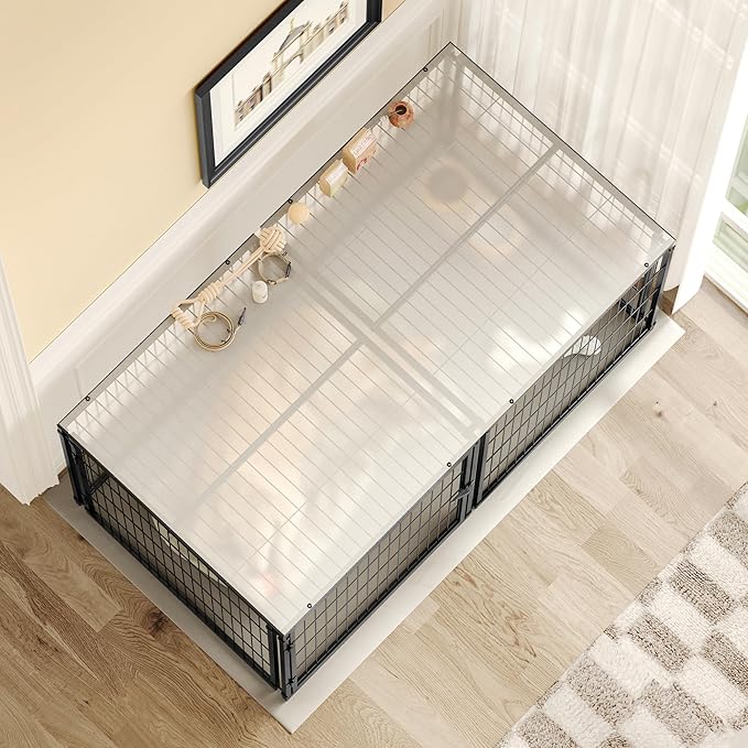 Rophefx Large Dog Crate, 63.7 Inch Metal Dog Pen Crates, Dog Kennels for Large Medium Dogs, Extra Large Dog Cage Indoor, Black(63.7" L x 31.7" W x 34.2" H)