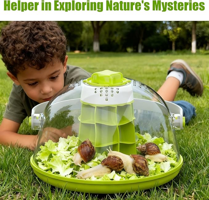 Snail Terrarium Kit Insect Enclosure Bug Terrarium Observation Container Praying Mantis Habitat Breeding Box Micro Habitat Starter Kit for Beetles Spider Small Reptile
