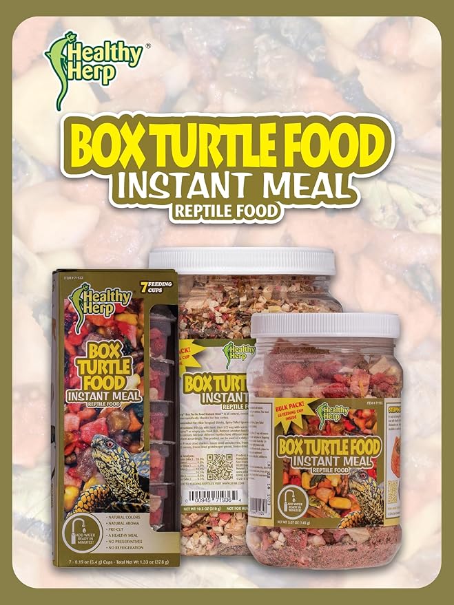 Healthy Herp Box Turtle Food Instant Meal for Reptiles - Nutritious Turtle Food, Tortoise Habitat Accessories, Tortoise Food - Made in USA, Quick Prep - 5.07 oz (145g)