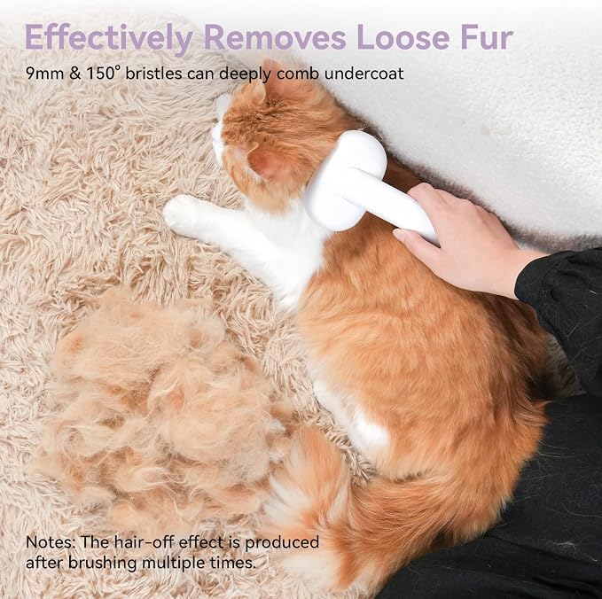 aumuca Cat and Dog Grooming Brush for Shedding, Removes Loose Fur from Long or Short Haired Pets - Ideal for Cats, Kittens, Rabbits, and More - Purple - Image 7