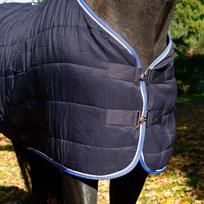 Horze Glasgow Anti-Slip Stable Horse Blanket (100g Fill) - Dark Blue - 75 in