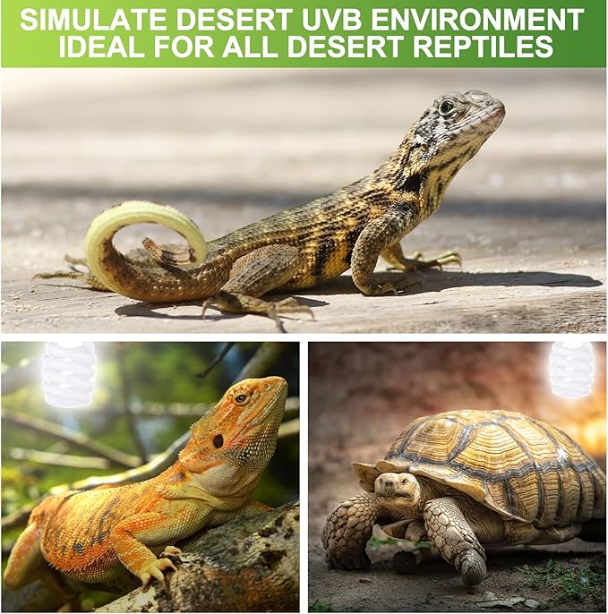 Reginary 4 Pcs Uvb Reptile Light 10.0 26 W, Reptile Uvb Bulb for Desert Tropical Sub Tropical Fluorescent Simulation Color Light for Turtle, Bearded Dragon, Lizard, Gecko