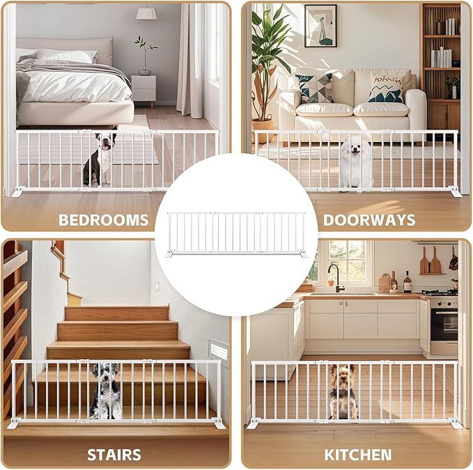 Freestanding Short Dog Gate, 13" Tall Small Pet Gate Easily Step Over, 16"- 44'' Width Expandable Metal Small Puppy Gatefor Stairs, Doorways, Kitchen,House Indoor/Outdoor Use-No Drill Pressure Mount