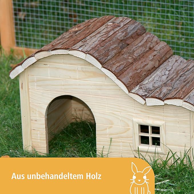 Kerbl Nature Plus House with Gently Curved Roof, Brown, 30 x 20 x 20 cm