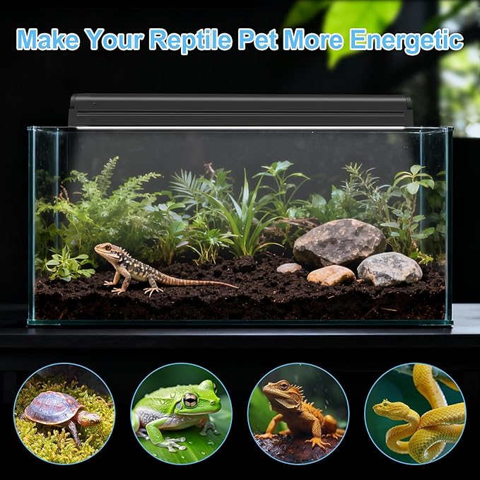 LUCKY HERP T5 Reptile Light Fixture Combo Kit 8W (New Upgrade), 10.0 UVB Light for Reptiles and Amphibians, UVA UVB Basking Light Desert Lamp for Lizard, Bearded Dragon, Tortoise 12inch