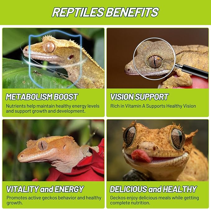 Crested Gecko Food Insect Puree, Banana Paste Reptile Food Made with Fresh Insects Gecko Food Complete Diet 2.82oz