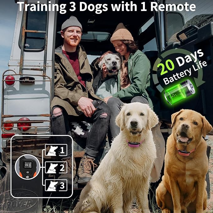 PaiPaitek No Shock Dog Training Collar for 3 Dogs, 9 Levels Vibration & Beep, Waterproof Vibrating Dog Collar with Remote 3300ft, Buzz Collar for Small Medium Large Dogs 5-120 lbs - No Prongs