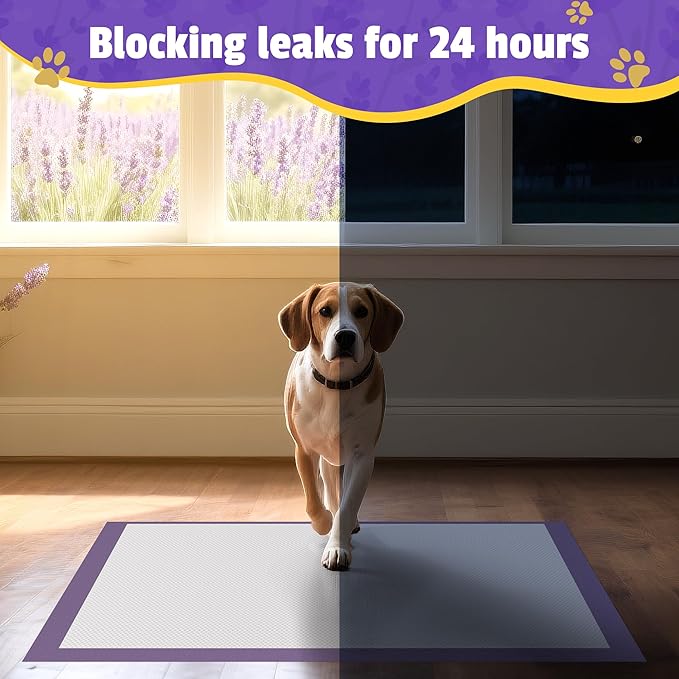 Lavender Scented Super Absorbent & Leak-Proof Puppy Pads, 30"x36" Odor Control Pet Training Dog Pee Pads, Thicken Quick Dry Pee Pads, Potty Training Pads for Dogs Cats 45Counts