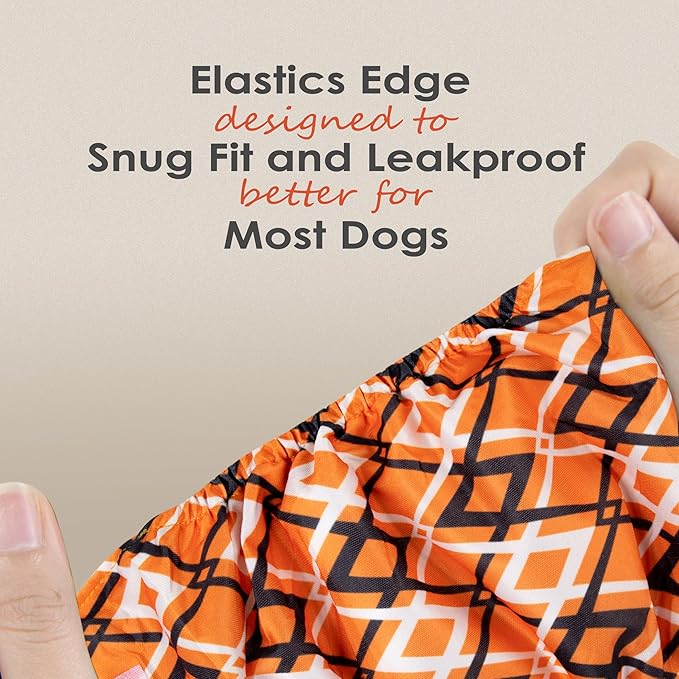 wegreeco Washable Male Dog Belly Band (Stylish Pattern)- Pack of 3 - Washable Male Dog Belly Wrap, Dog Diapers Male (Yellow Geometric, Large)