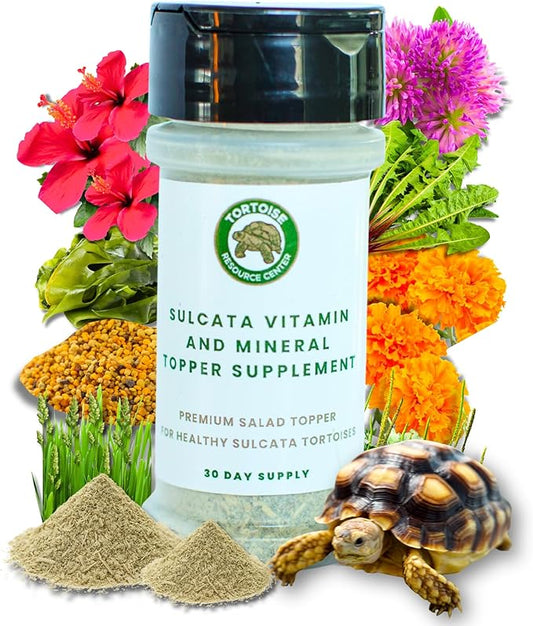 Sulcata Tortoise Calcium Powder - Herpetologist Formulated Calcium Powder for Reptiles with High Fiber - 30 Day Shaker Bottle Supply for Tortoise Lovers!