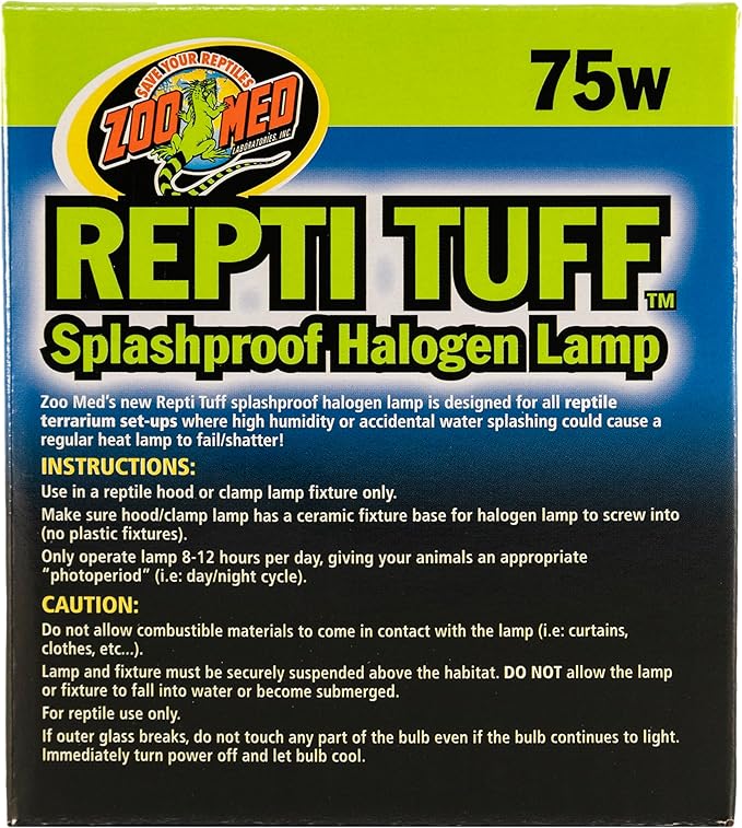 Zoo Med Turtle Tuff Splashproof Halogen Lamp 75 Watts
