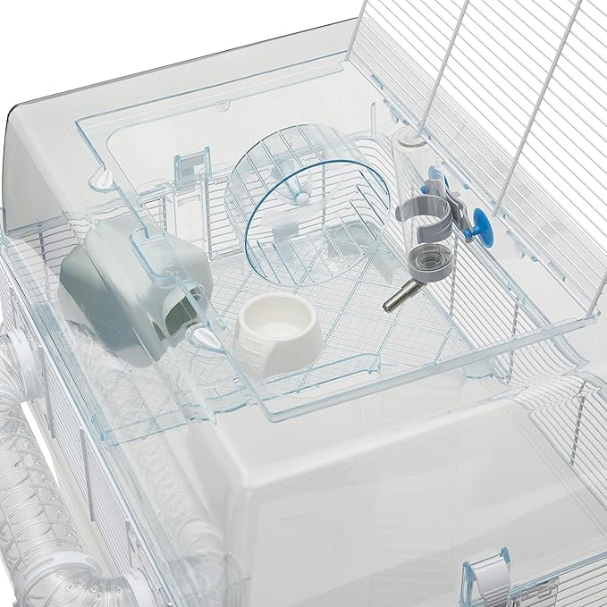 Ferplast Duna Space Hamster Cage, Extra-Deep 11.5-Inch Base Promotes Instinctual Burrowing While Containing Litter & Debris, Includes All Accessories and Play Tunnels, 22.6L x 18.7W x 21.5 Inches