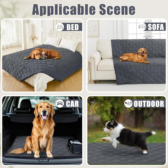 Smiry Waterproof Dog Bed Cover Blanket 40x80, Soft Reversible Pet Blanket, Washable Leakproof Cats Dogs Couch Cover for Sofa, Couch, Furniture, Dark Grey/Dark Grey