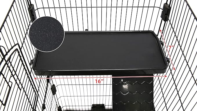 Homey Pet 3 Levels Chinchilla Ferret Pet Crate Small Animals Cages for Rat, Hamster, Guinea Pig, Squirrel, Include Caster Tray and Urine Guard (Black)