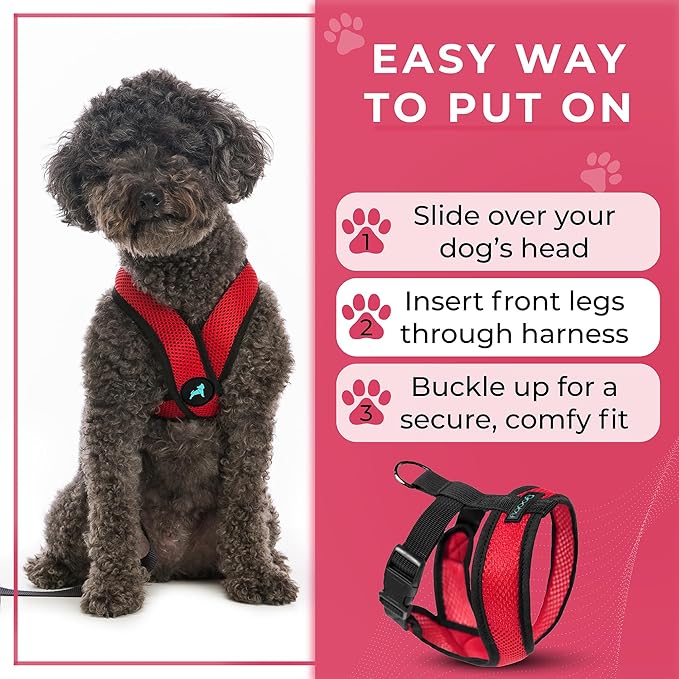 Gooby Comfort X Head in Harness - Red, Medium - No Pull Small Dog Harness, Patented Choke-Free X Frame - Perfect on The Go Dog Harness for Medium Dogs No Pull or Small Dogs for Indoor and Outdoor Use