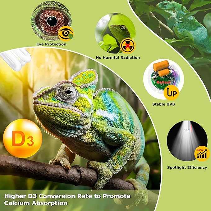 HARTOMPET 5.0 UVB Linear Tube 26W, Tropical Terrarium Lamp for Chameleon, Iguana, Frog, Reptile Habitat Light