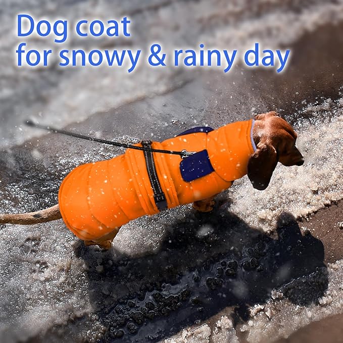MIGOHI Dog Winter Coat - Reflective Medium Dog Snow Jacket with Thick Turtleneck,Windproof Pet Fleece Vest, Cold Weather Coat for Medium Dogs, Snowproof for Hiking,Camping,L,Orange
