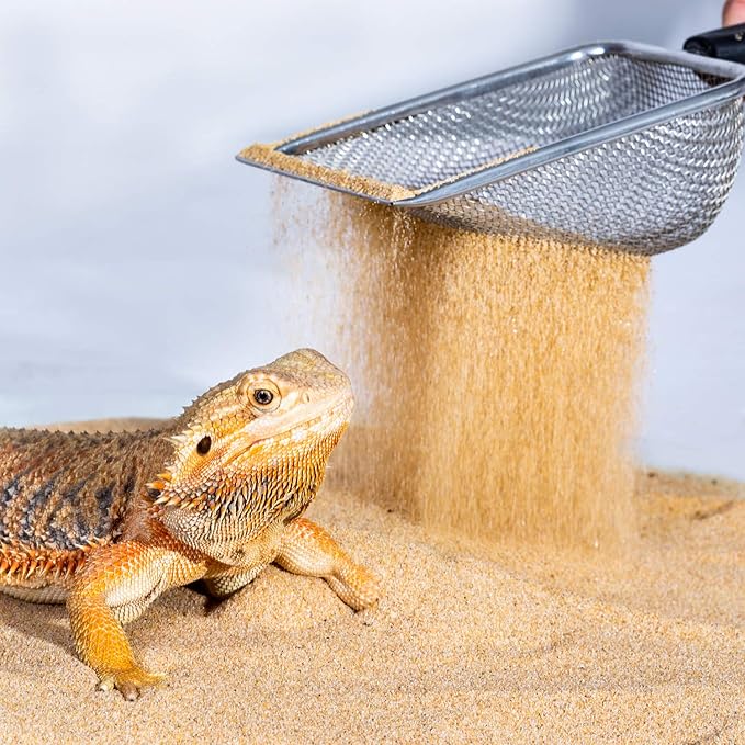 REPTI ZOO Reptile Sand Stainless Steel Fine Mesh Reptile Substrate Metal Sand Shovel Terrarium Substrate Long-Lasting Litter Cleaner Corner Scoop