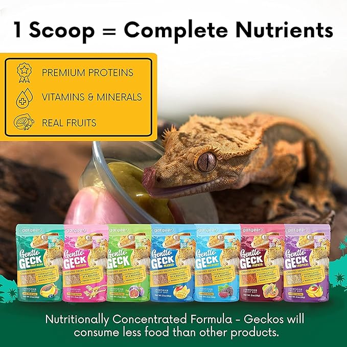 Gargeer 16oz Complete Crested Gecko Food Diet. Premium Ingredients Mix, Ready to Use Freshly Made Powder. Unique Superfood Formula, Developed & Made in The USA. Enjoy!