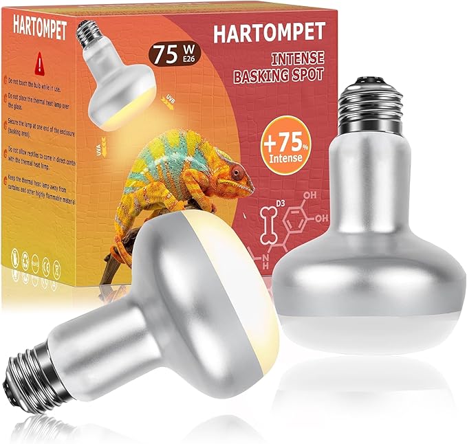 HARTOMPET 75W Intense Basking Spot Lamp – UVA Heat Bulb for Bearded Dragons, Turtles & Reptiles