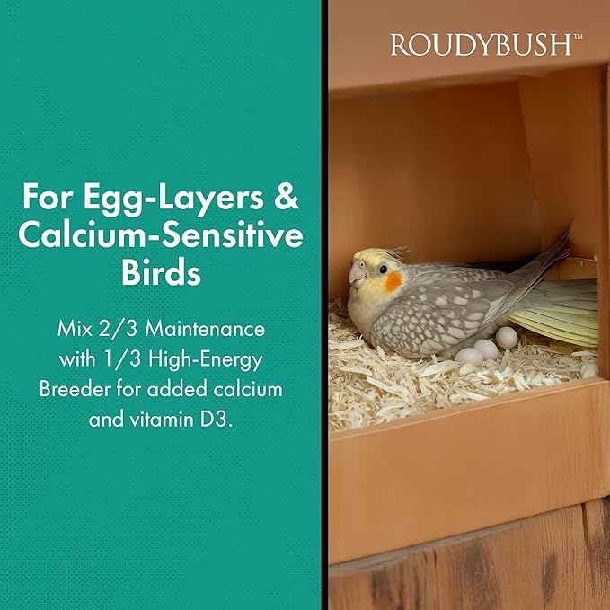 Roudybush High Energy Breeder Food for Breeding & Weaning Birds - Scientifically Formulated Bird Feed - Bird Food Pellets w/ Corn, Wheat, Soy - Nutritious & Healthy Feed for Birds (Medium, 25lb)