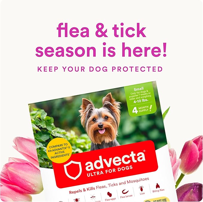 Advecta Ultra Flea and Tick Prevention for Dogs - Small Dog Flea and Tick Treatment & Control - Mosquito Repellent - Fast Acting Waterproof Topical Drops, 6 Month Supply