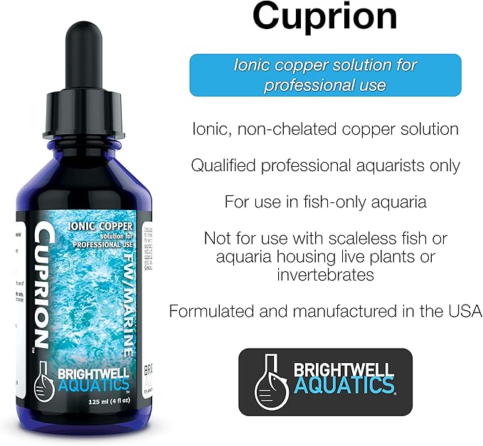 Brightwell Aquatics Cuprion - Ionic Copper Solution for Professional Use in Fish-Only Aquarium Tanks, 2-L