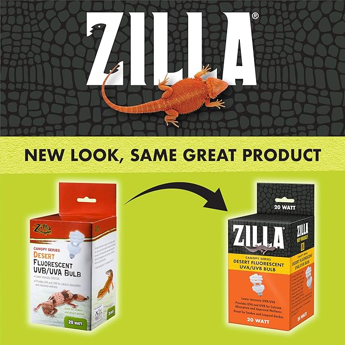 Zilla Canopy Series Fluorescent UVB/UVA Bulbs Desert 20 W, 3.875 IN, White